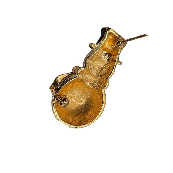 Monet Snowman Brooch Pin Gold Tone Enamel Scarf Blue Eyes Holiday Jewelry Gift - Picture 4 of 11